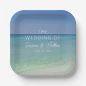 美しいビーチホライパーソナライズされたン結婚ズ ペーパープレート (正面)