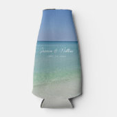 美しいビーチホライパーソナライズされたン結婚ズ ボトルクーラー (正面)