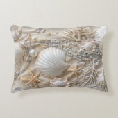 美しいビーチホワイトサンドスターフィッシュコーラルパール アクセントクッション (正面)