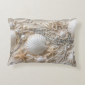 美しいビーチホワイトサンドスターフィッシュコーラルパール アクセントクッション (裏面)