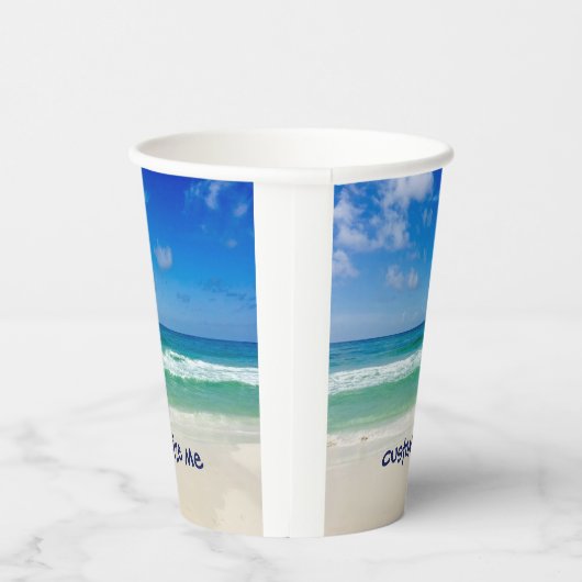美しいビーチ写真カスタムのシーサイドウェディングパーティー 紙コップ (右)