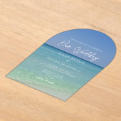 美しいビーチ写真シーサイド結婚ズ アクリル招待状 (レイダウン)