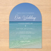 美しいビーチ写真シーサイド結婚ズ アクリル招待状 (正面)