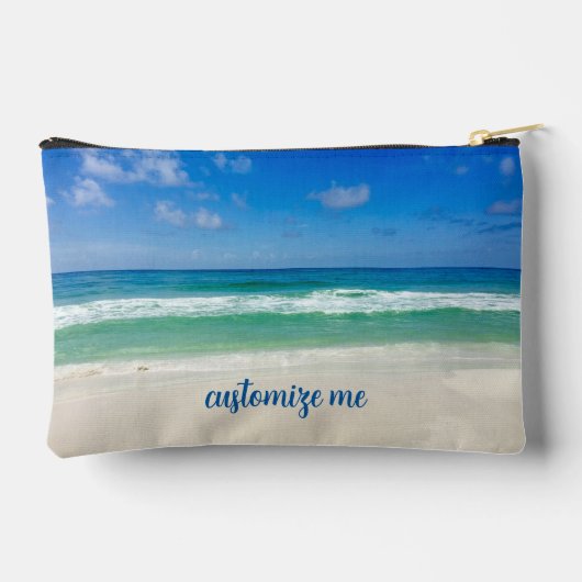 美しいビーチ写真パーソナライズされた休暇 アクセサリーポーチ (裏面)