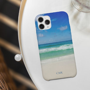 美しいビーチ写真海シーサイドモノグラム iPhone 14ケース