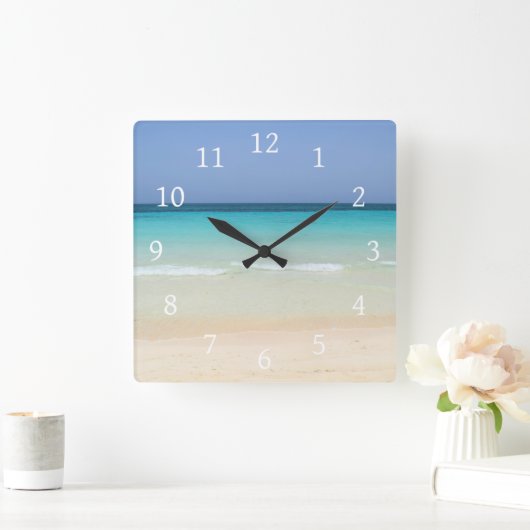 美しいビーチ写真197 スクエア壁時計 (ホーム)