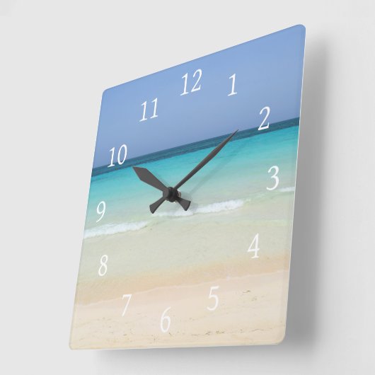 美しいビーチ写真197 スクエア壁時計 (傾斜)