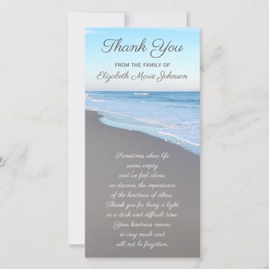 美しいビーチ悔やみや弔慰ありがとう4 x 8フラットカード サンキューカード (正面)