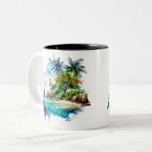 美しいビーチ波砂海シーシェル ツートーンマグカップ (正面左)