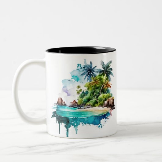 美しいビーチ波砂海シーシェル ツートーンマグカップ (左)