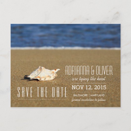 美しいビーチ波 | 日付を保存する 案内ポストカード (正面)