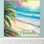 美しいビーチ海波シーシェル キャンバスプリント (インサイチュ (ウッドフロア))