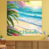 美しいビーチ海波シーシェル キャンバスプリント (インサイチュ (リビング))