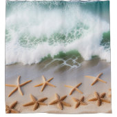美しいビーチ海波ヒトデ シャワーカーテン (正面)
