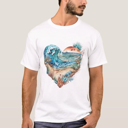 美しいビーチ砂波ツリーシーシェル Tシャツ (正面)