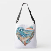 美しいビーチ砂海パームツリーズ クロスボディバッグ (裏面)