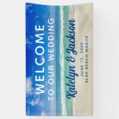 美しいビーチ私たちの結婚海へようこそ 横断幕 (縦)