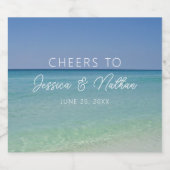 美しいビーチ結婚写真のカスタム応援 スパークリングワインラベル (シングルラベル)