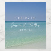 美しいビーチ結婚写真のカスタム応援 ワインラベル (シングルラベル)