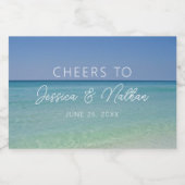 美しいビーチ結婚写真のカスタム スパークリングワインラベル (シングルラベル)