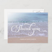 美しいビーチ結婚式ありがとう ポストカード (正面/裏面)