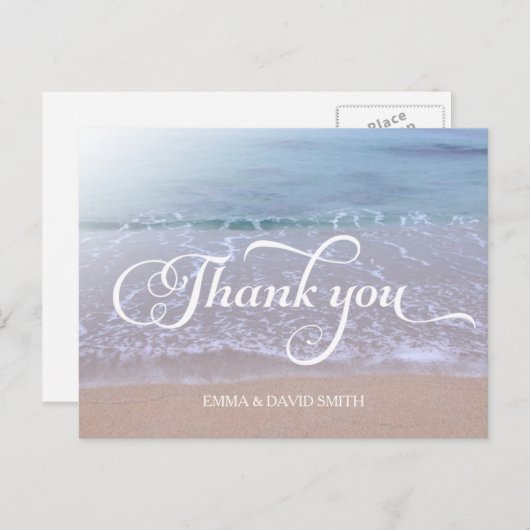 美しいビーチ結婚式ありがとう ポストカード (正面/裏面)