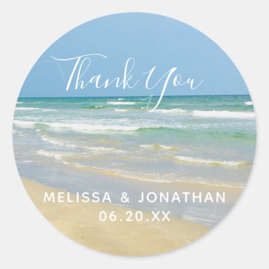 美しいビーチ結婚式シーサイドサンキュー ラウンドシール (正面)