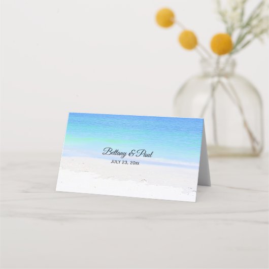 美しいビーチ結婚式シート座席表 プレイスカード (裏面)