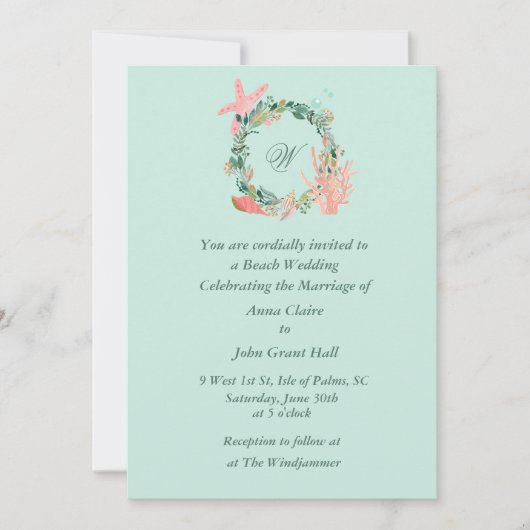 美しいビーチ結婚式告知 | カスタム 招待状 (正面)