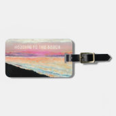 美しいビーチ絵を描サンセットインソフトパステル ラゲッジタグ (正面横)