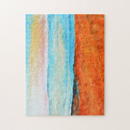 美しいビーチ絵画の抽象芸術オレンジブルー ジグソーパズル