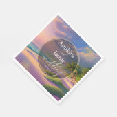 美しいビーチ背景グリッター結婚金ゴールド スタンダードランチョンナプキン (角)