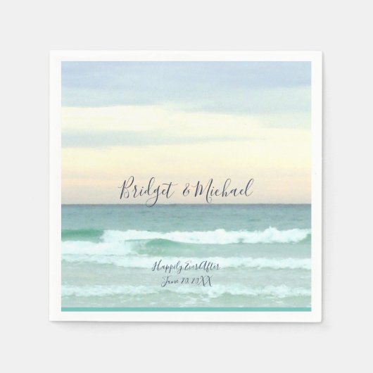 美しいビーチ自然結婚ズナプキンス スタンダードカクテルナプキン (正面)