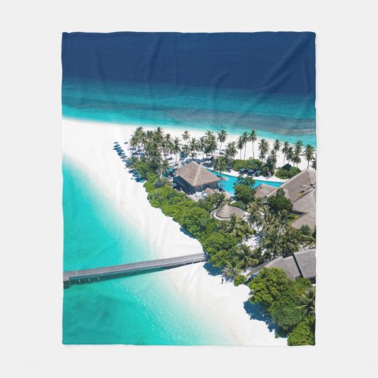 美しいビーチ風景 フリースブランケット (正面)