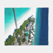 美しいビーチ風景 フリースブランケット (正面(横))