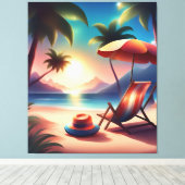 美しいビーチ キャンバスプリント (インサイチュ (ウッドフロア))