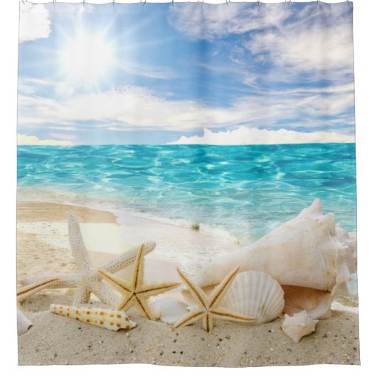 美しいビーチ シャワーカーテン (正面)