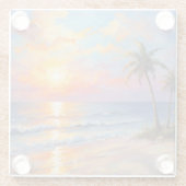美しいビーチ&パームツリーズコースター ガラスコースター (裏面)