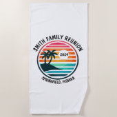 美しいビーチ、ファミリー懇親会、カスタムバケーション ビーチタオル (正面)