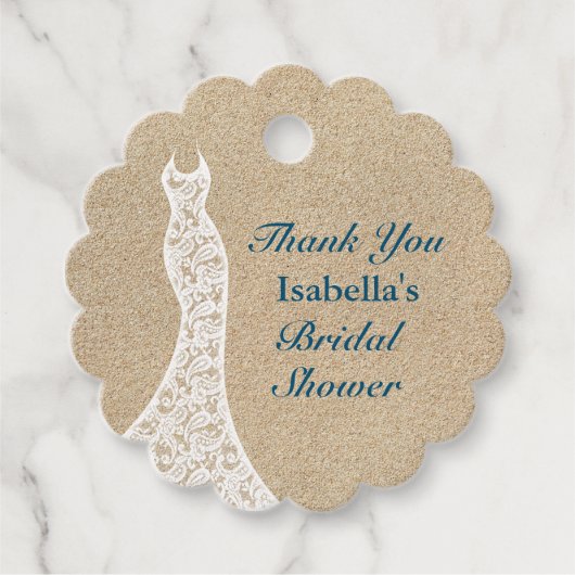 美しいビーチ ブライダルシャワー サンクス フェイバータグ (正面)