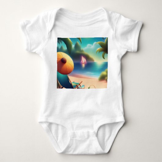 美しいビーチ ベビーボディスーツ (正面)