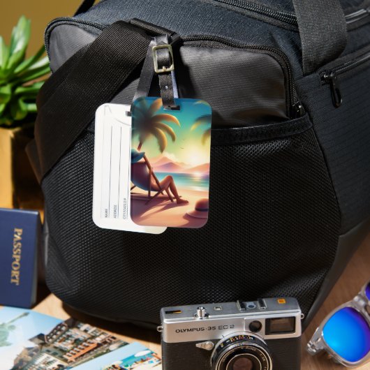 美しいビーチ ラゲッジタグ (正面&裏面)