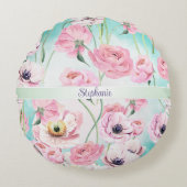 美しいピエレガントンクフローラバラモノグラム ラウンドクッション (正面)