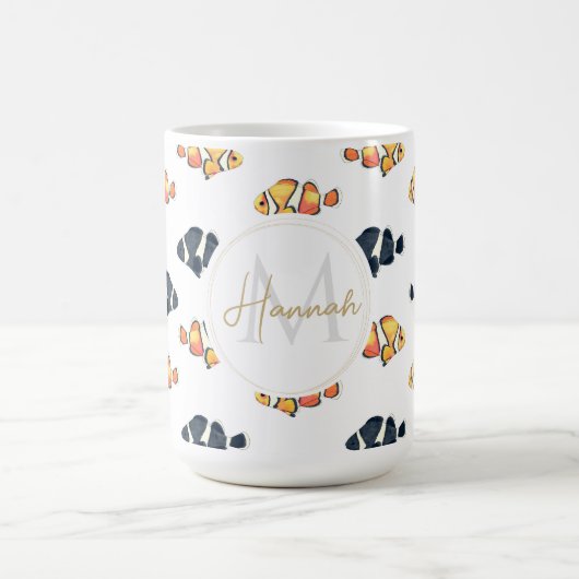 美しいピエロ絵画魚の黒と黄色 コーヒーマグカップ (中央)