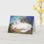 美しいピレネー山脈/空白のな挨拶状 カード (黄色い花)