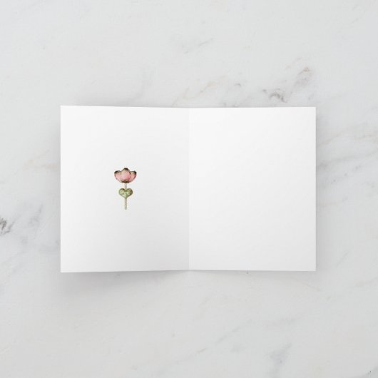 美しいピンクおよび金ゴールドの花柄のサンキューカード サンキューカード (内部)