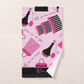 美しいピンクおよび黒いパリ バスタオルセット (ハンドタオル)