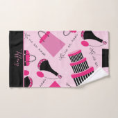 美しいピンクおよび黒いパリ バスタオルセット (ハンドタオル)