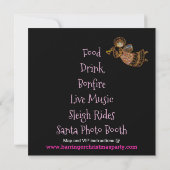 美しいピンクお祝いクリスマスパーティーおもしろい 招待状 (裏面)