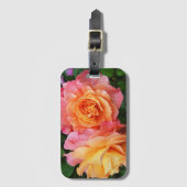 美しいピンクとオレンジのバラ写真 ラゲッジタグ (正面縦)
